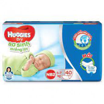 Miếng lót sơ sinh Huggies NB2 - 40 miếng (Cho trẻ 4 - 7kg)